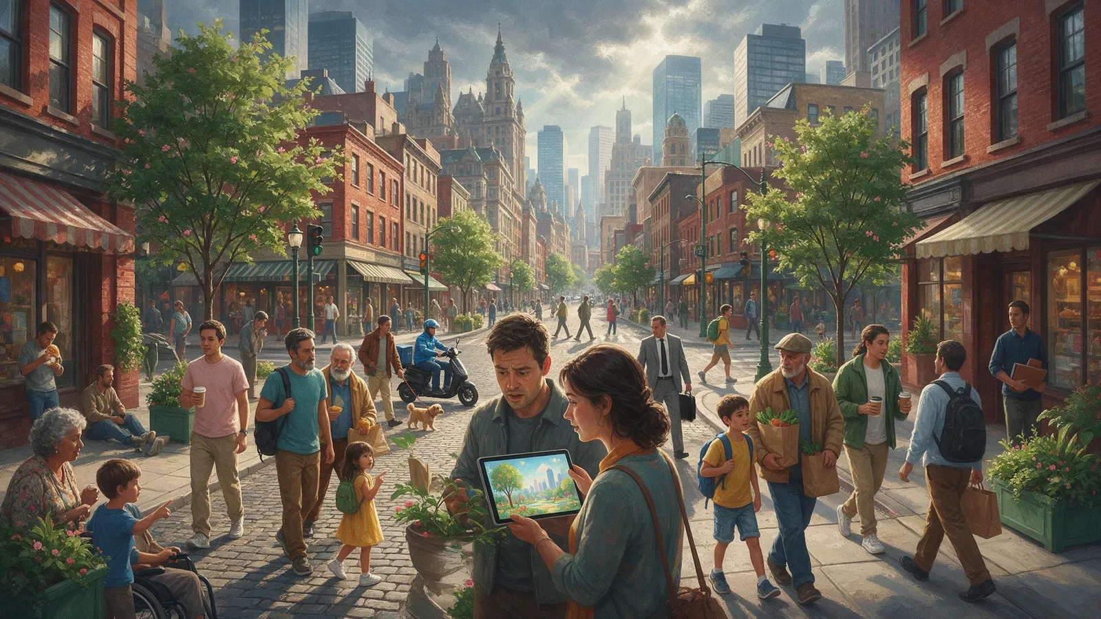 The day's cover: one painted scene made from today's pieces