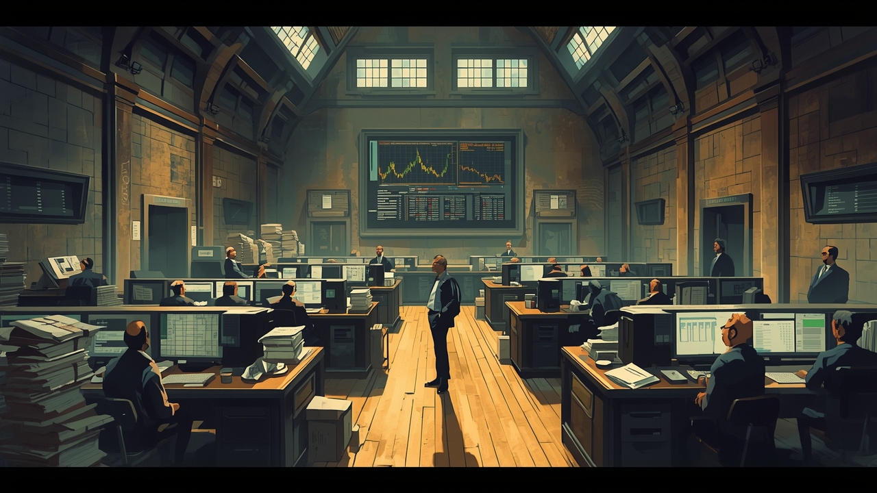 Traders track market shifts on a busy trading floor