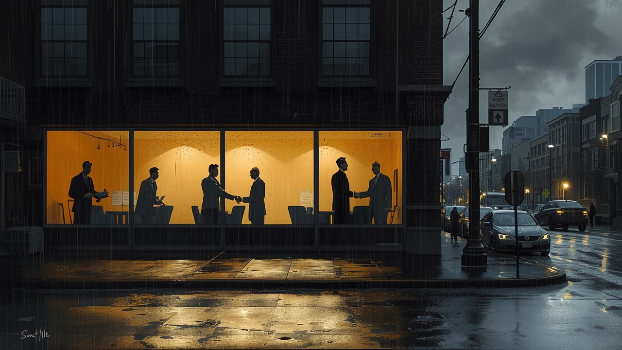 Seattle startups secure funding amid rainy evening scene